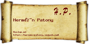 Hermán Patony névjegykártya